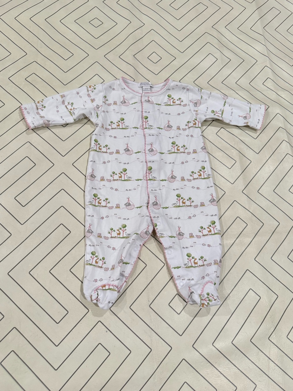 Kissy Kissy Pink and White Noah’s Ark Footie Pajama